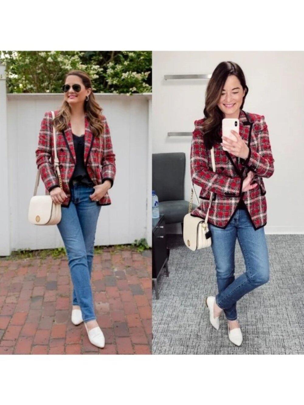 Veronica Beard Harriet Red Black Tweed Double Breasted Dickey Blazer Jacket 4 - Picture 2 of 16